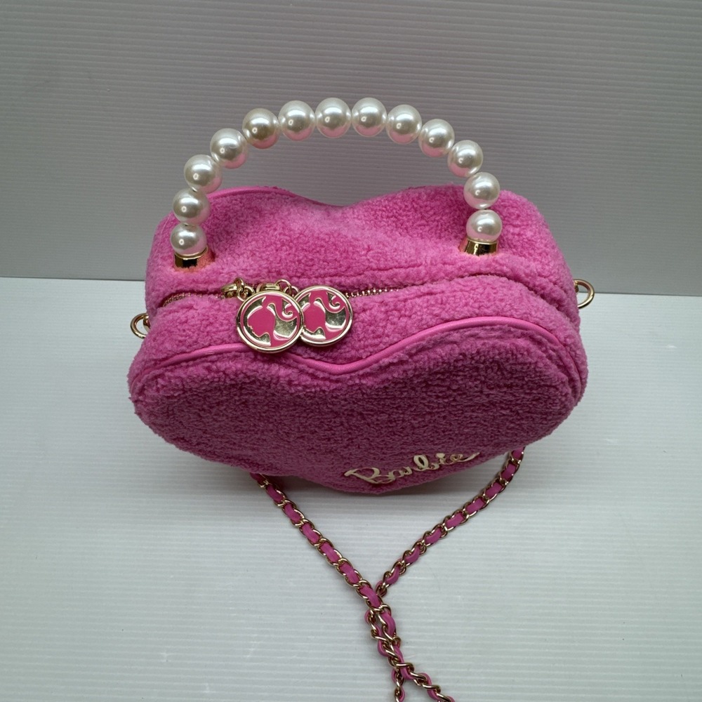Barbie Our Universe Heart Figural Pink Sherpa Crossbody Bag - Picture 5 of 10